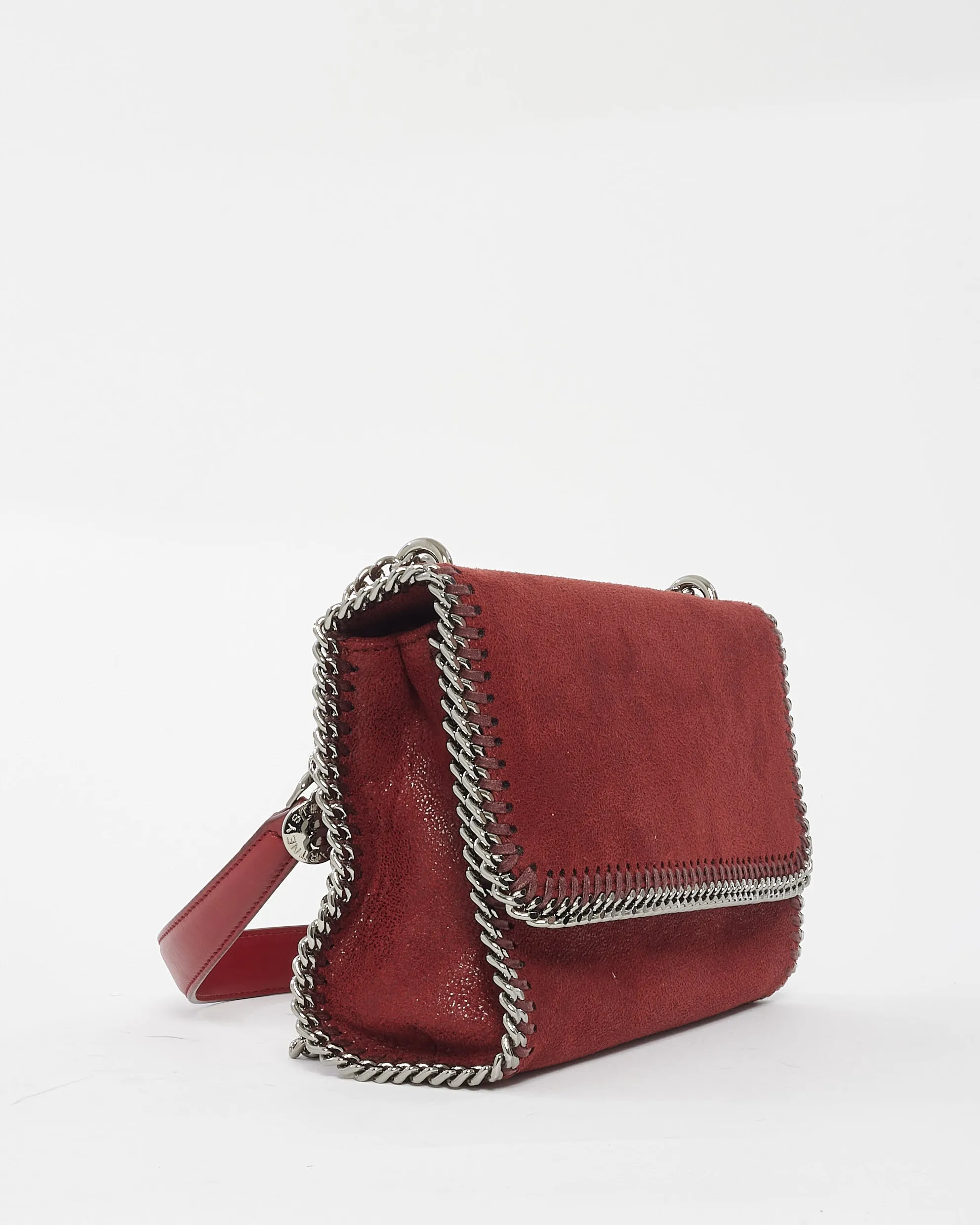 Stella McCartney Burgundy Suede Shaggy Deer Flap Chain Shoulder Bag