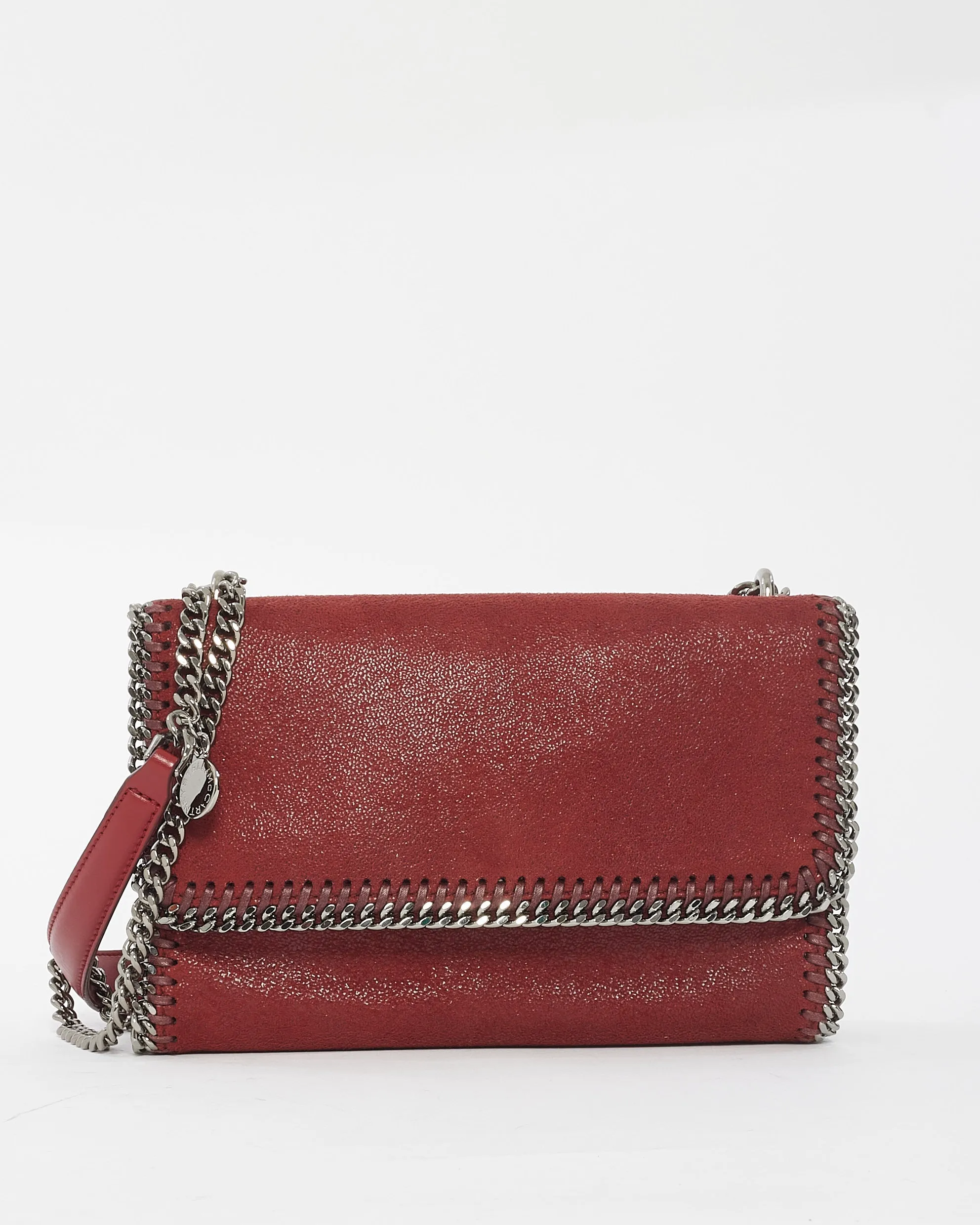 Stella McCartney Burgundy Suede Shaggy Deer Flap Chain Shoulder Bag