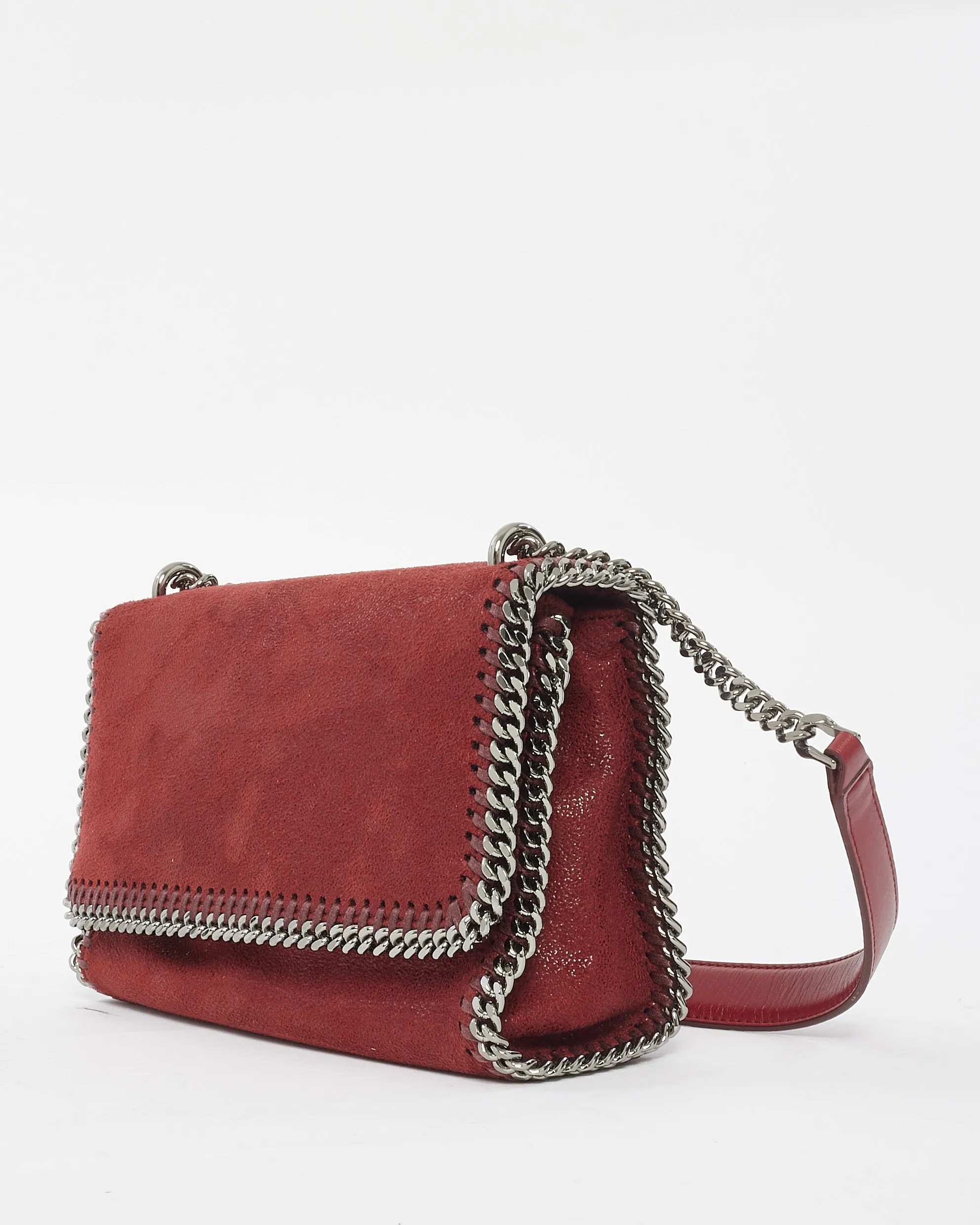 Stella McCartney Burgundy Suede Shaggy Deer Flap Chain Shoulder Bag