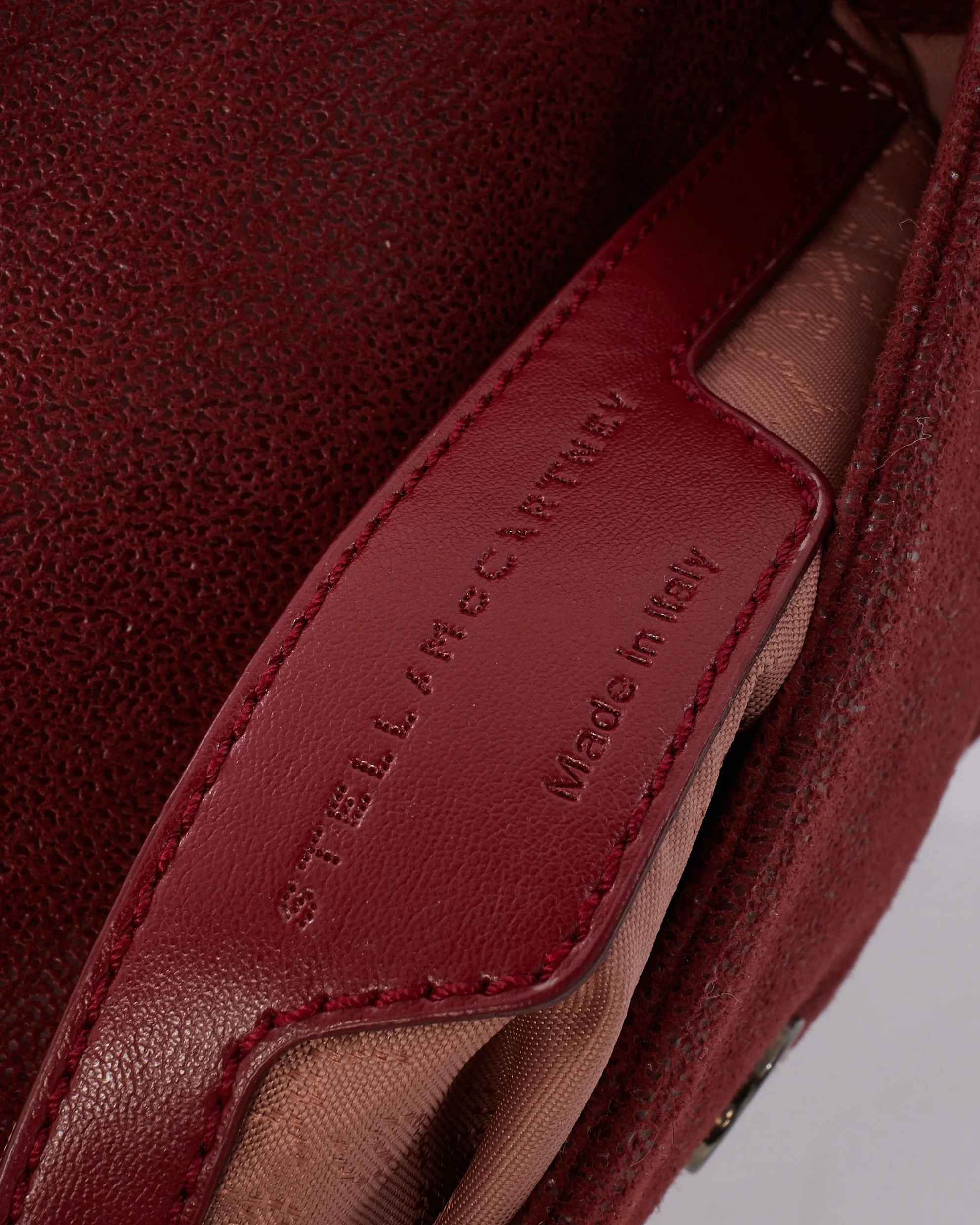 Stella McCartney Burgundy Suede Shaggy Deer Flap Chain Shoulder Bag