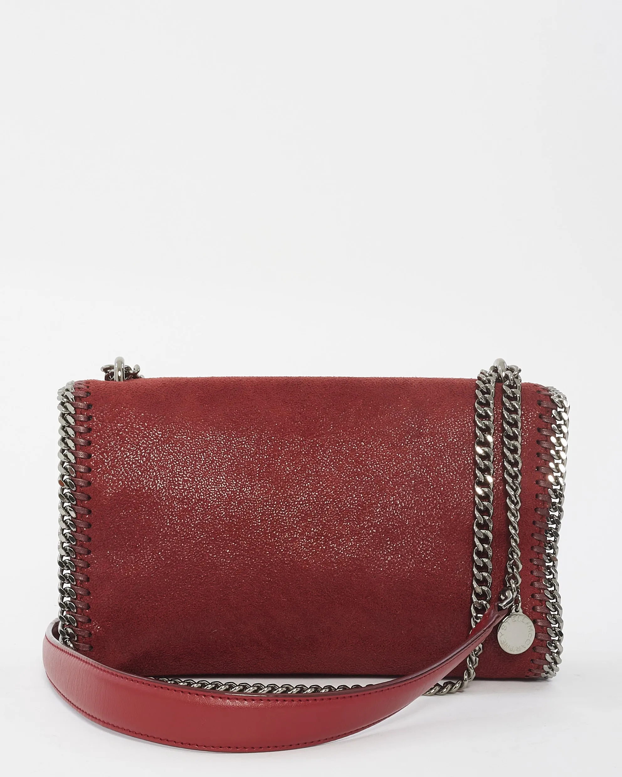 Stella McCartney Burgundy Suede Shaggy Deer Flap Chain Shoulder Bag