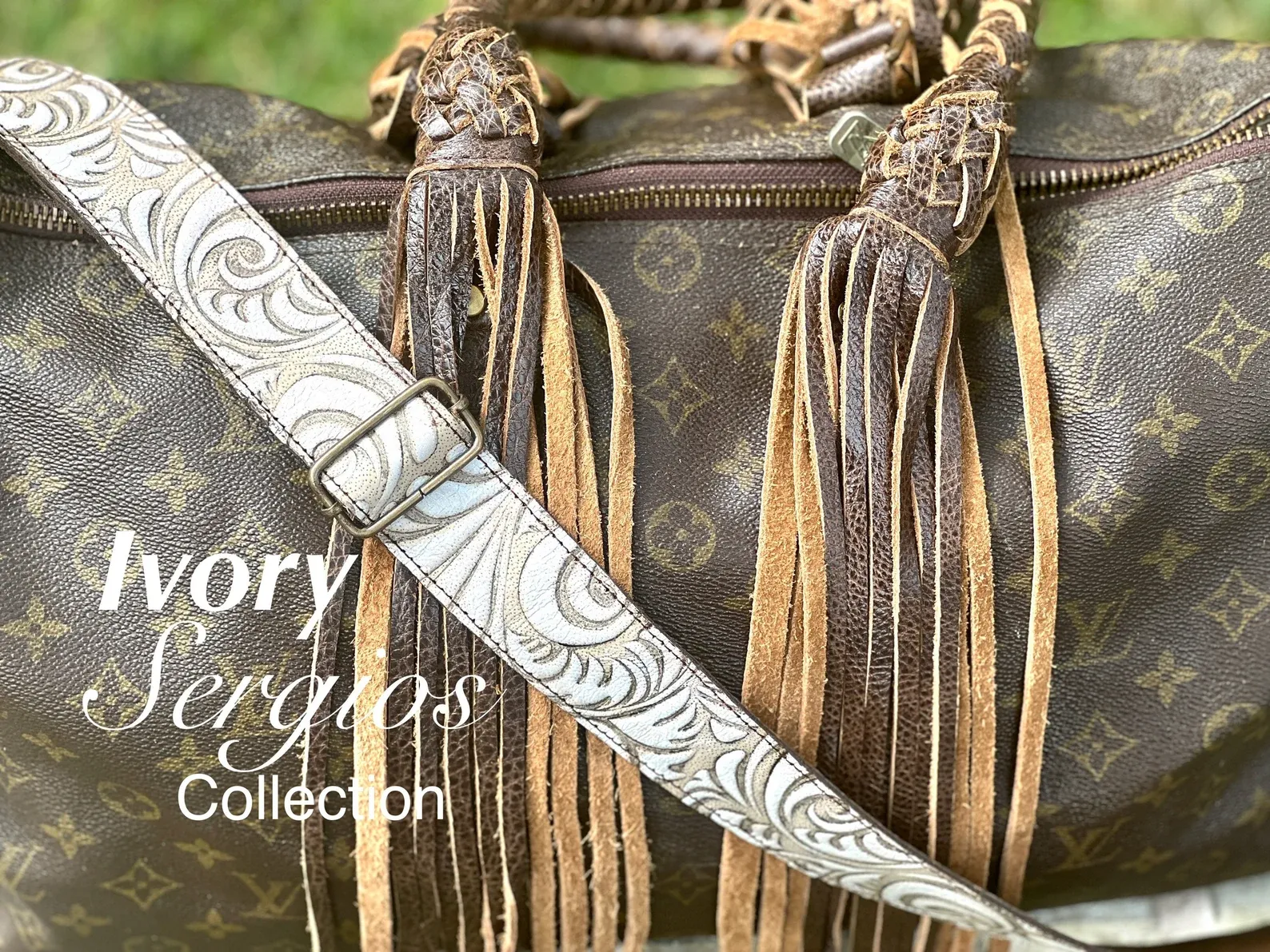 Straps for purses, handbags, All leather floral genuine embossed leathers custom up to 47” adjustable (standard) or any size required.