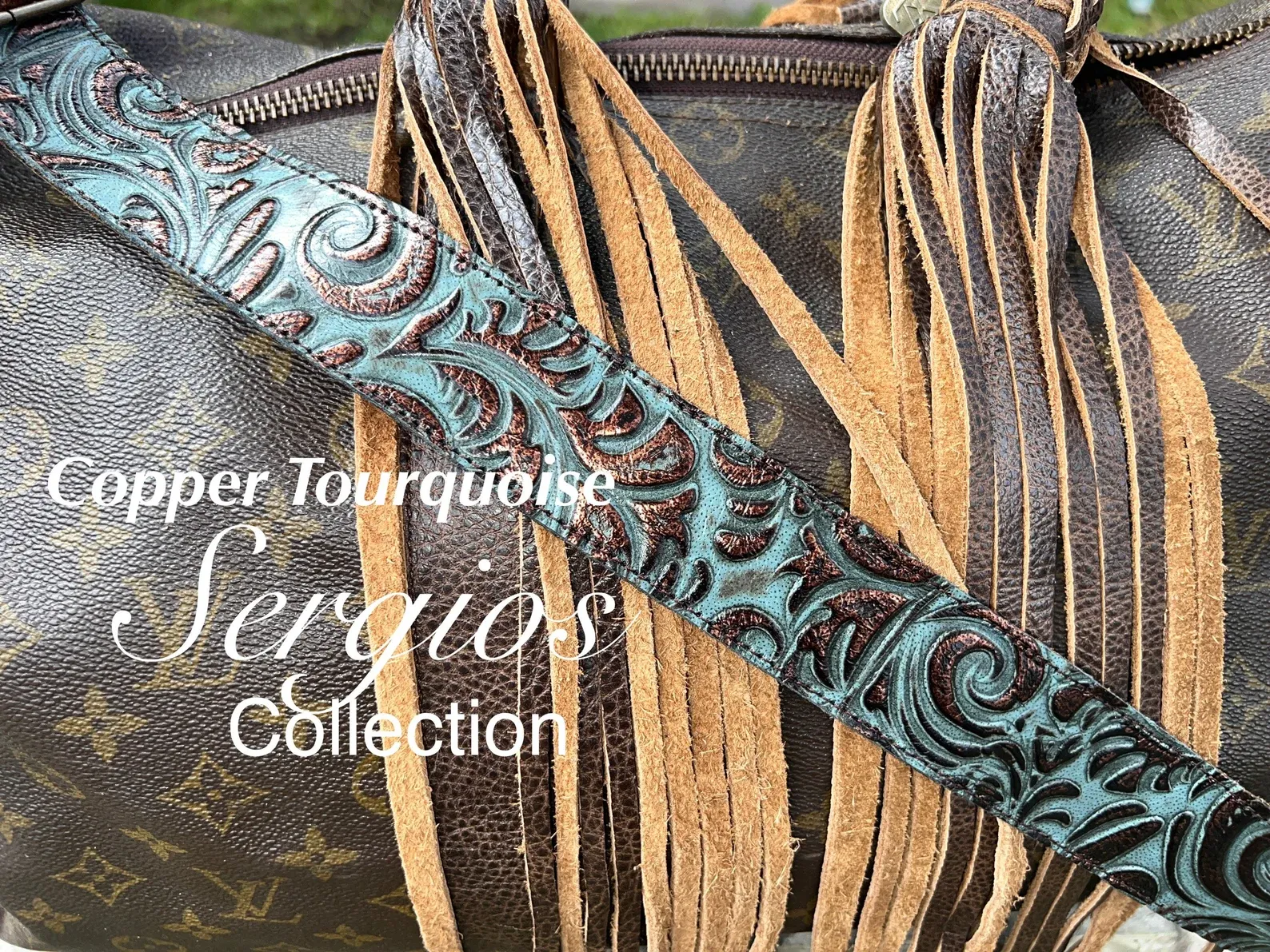 Straps for purses, handbags, All leather floral genuine embossed leathers custom up to 47” adjustable (standard) or any size required.