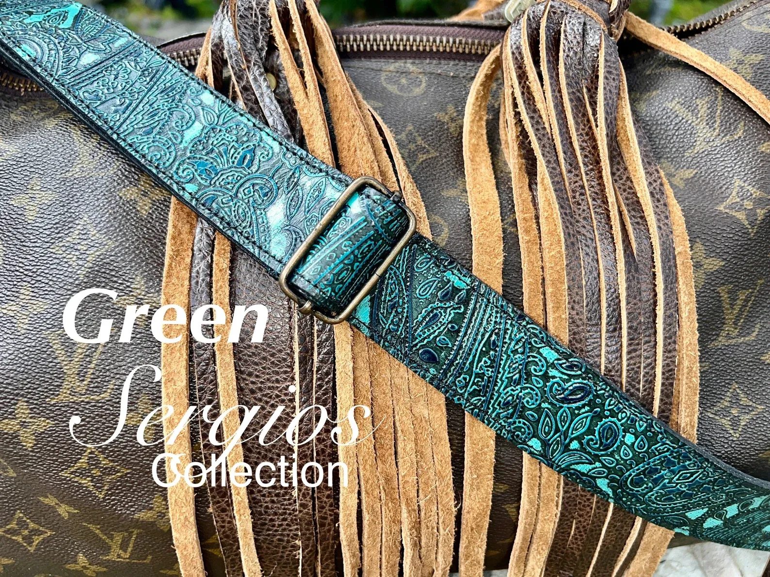 Straps for purses, handbags, All leather floral genuine embossed leathers custom up to 47” adjustable (standard) or any size required.
