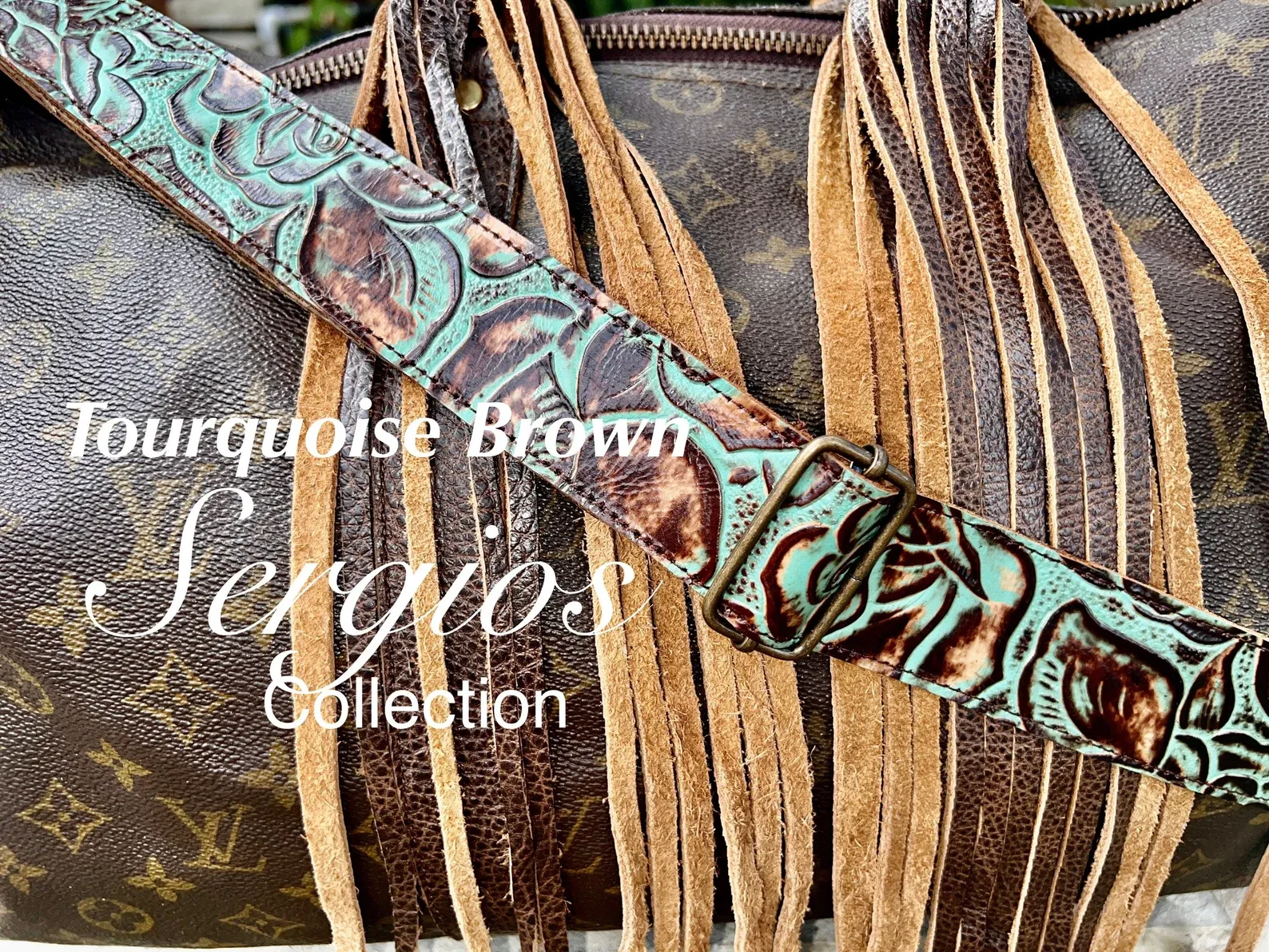 Straps for purses, handbags, All leather floral genuine embossed leathers custom up to 47” adjustable (standard) or any size required.