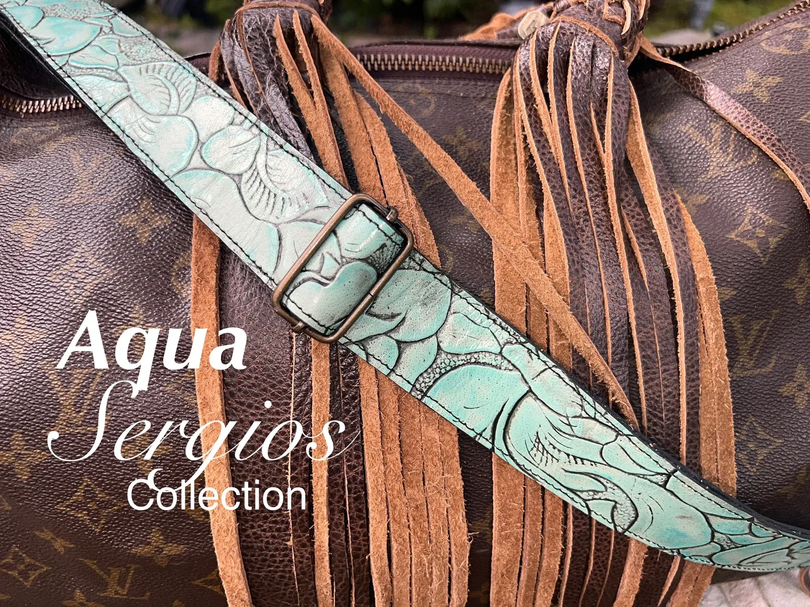 Straps for purses, handbags, All leather floral genuine embossed leathers custom up to 47” adjustable (standard) or any size required.