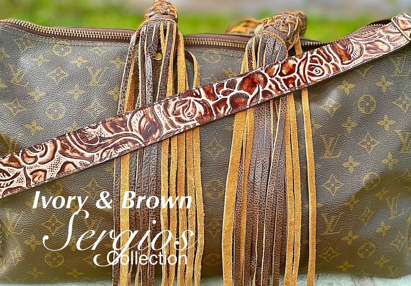 Straps for purses, handbags, All leather floral genuine embossed leathers custom up to 47” adjustable (standard) or any size required.