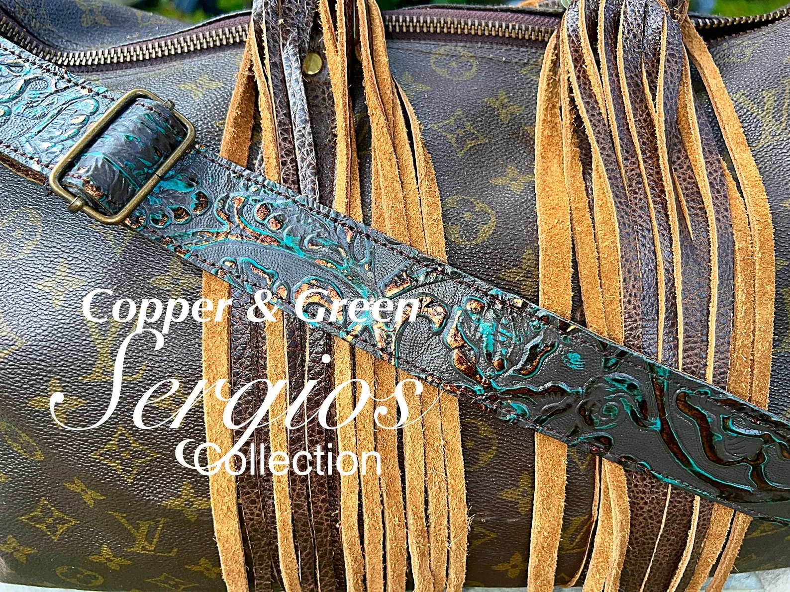 Straps for purses, handbags, All leather floral genuine embossed leathers custom up to 47” adjustable (standard) or any size required.
