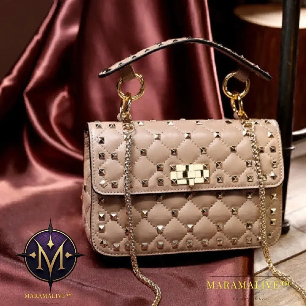 Studded Casual One Shoulder Small Square Bag