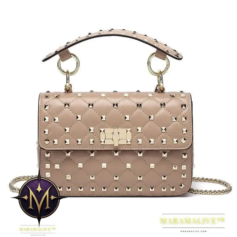 Studded Casual One Shoulder Small Square Bag