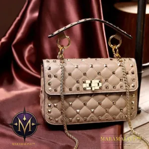 Studded Casual One Shoulder Small Square Bag