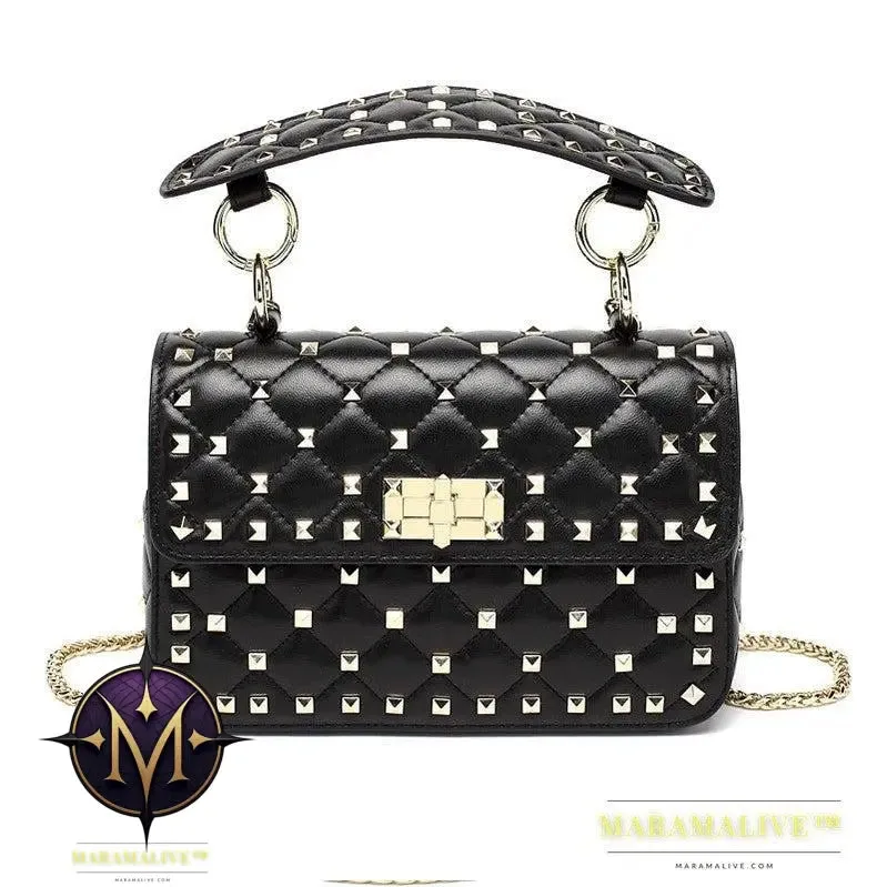 Studded Casual One Shoulder Small Square Bag