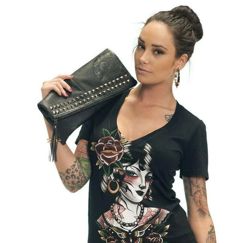 Studded Envelope Purse Clutch Handbag