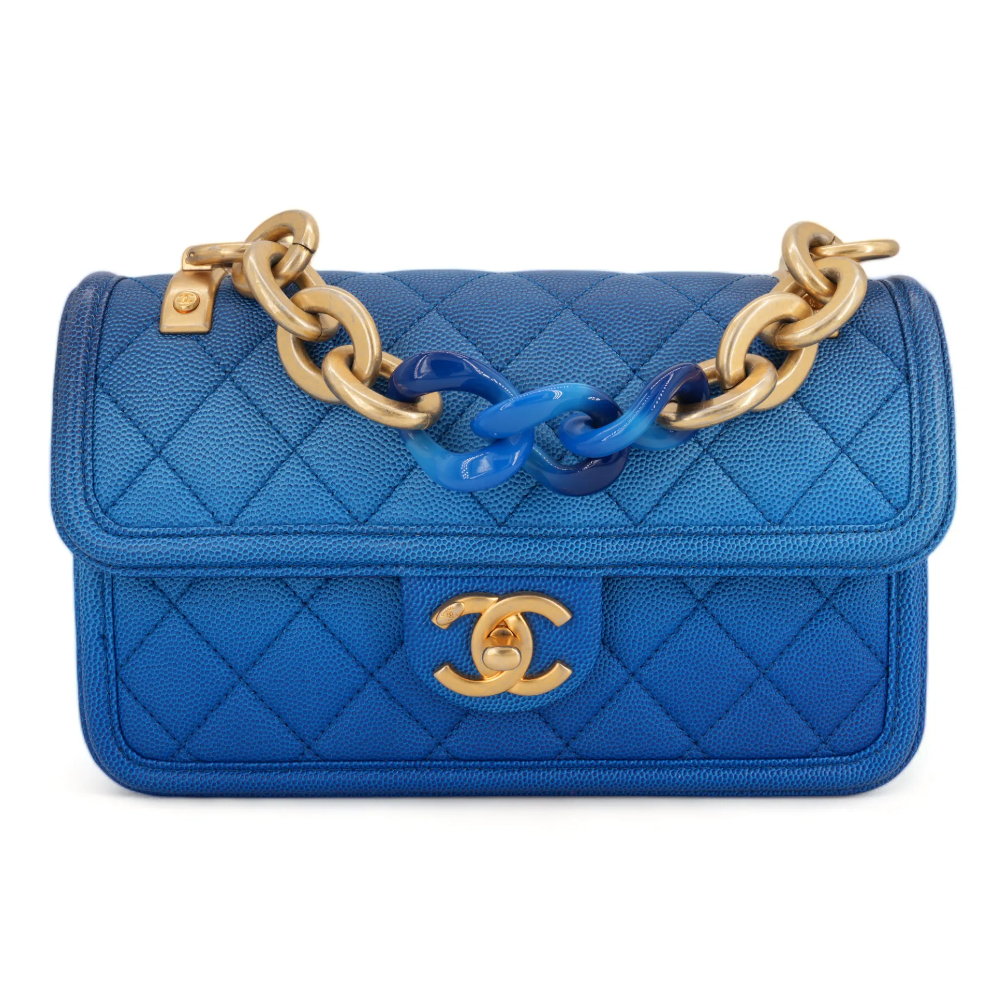 Sunset On The Sea Small Flap Bag in Blue Caviar