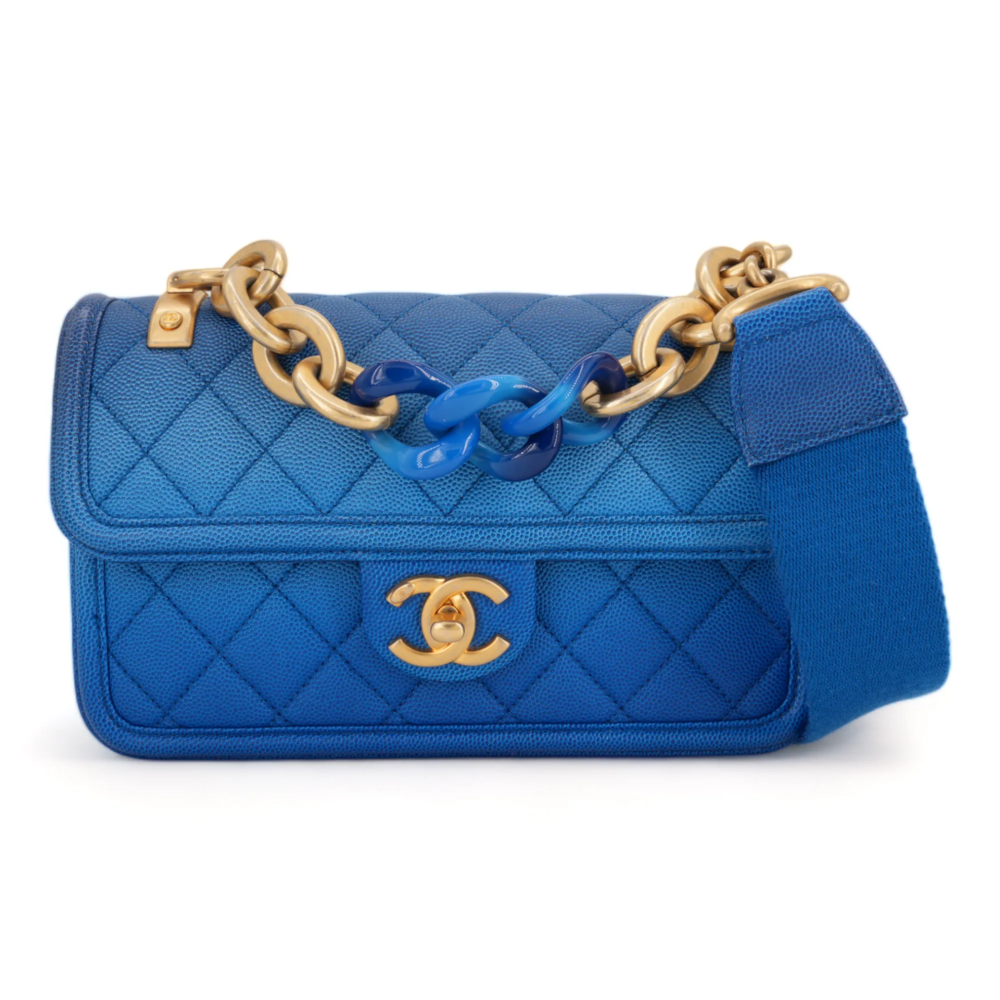 Sunset On The Sea Small Flap Bag in Blue Caviar