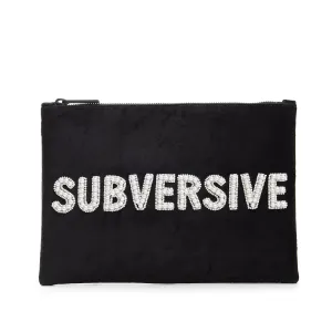 TEXT EMBROIDERED CLUTCH