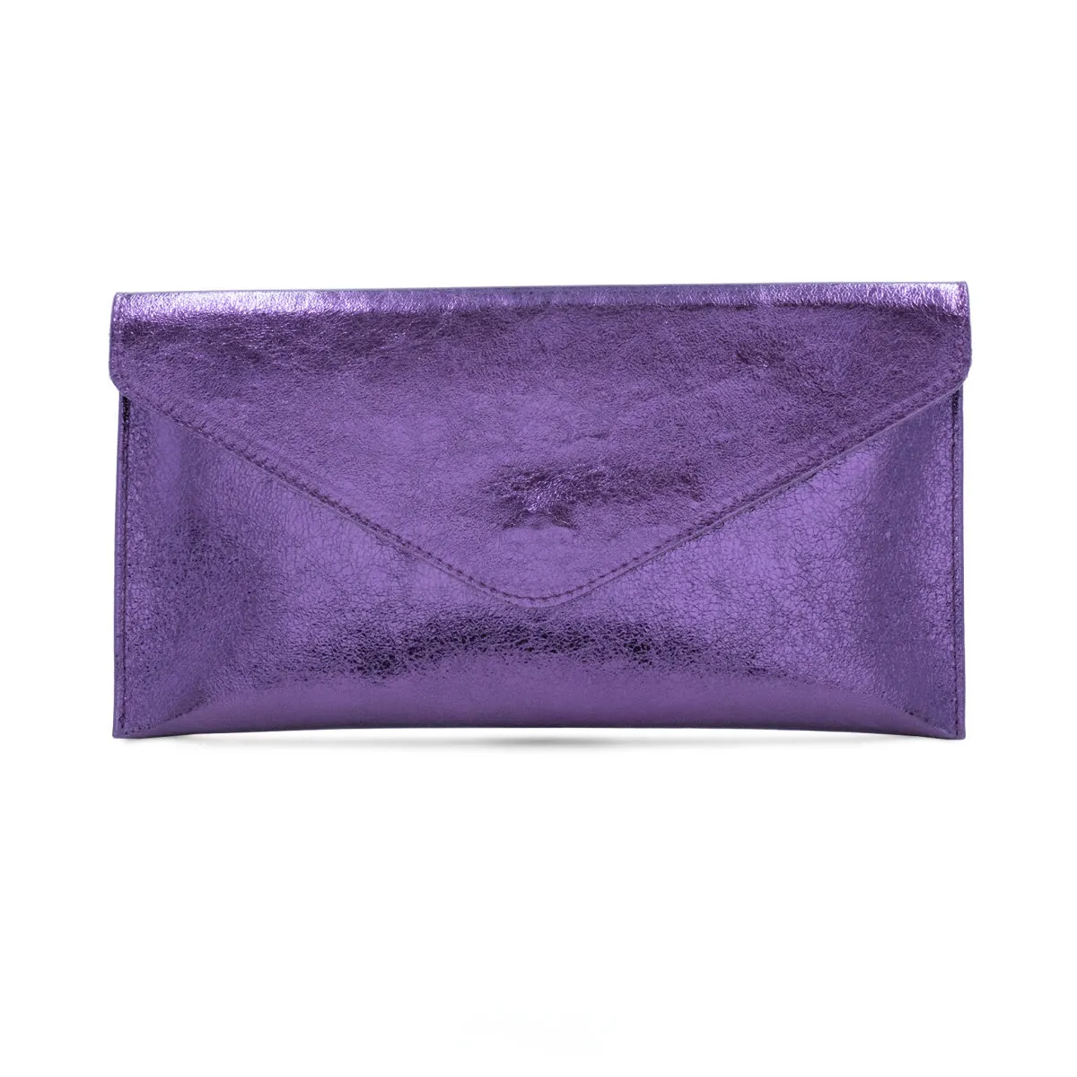 The Italian Leather Metallic Envelope Clutch Bag
