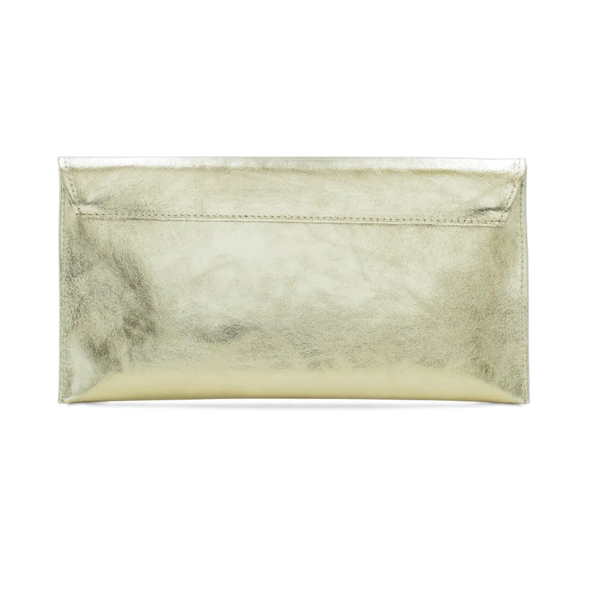 The Italian Leather Metallic Envelope Clutch Bag