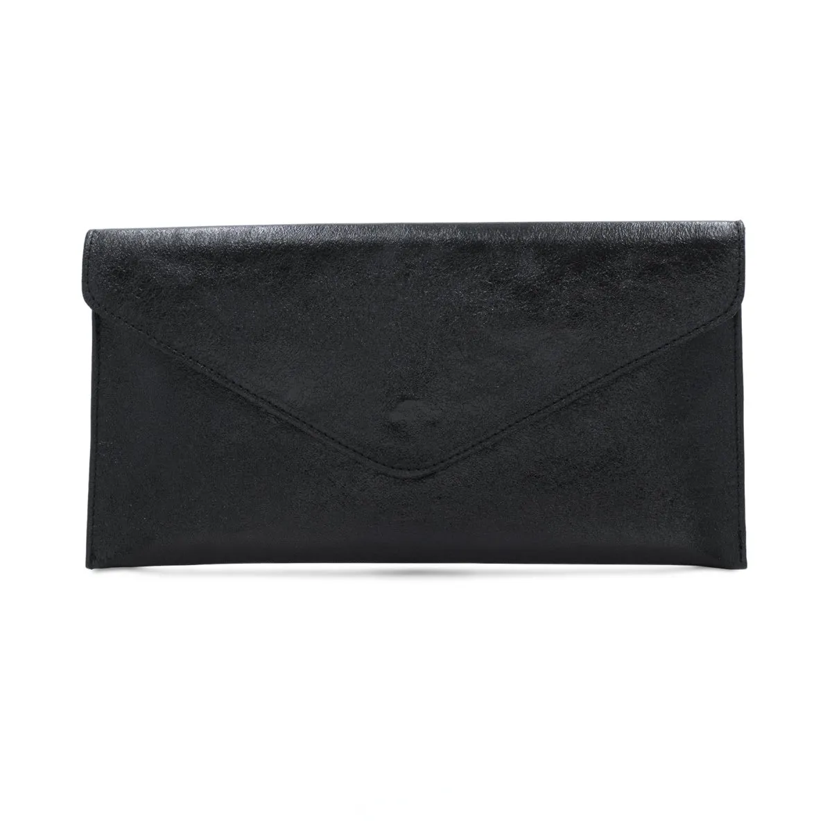 The Italian Leather Metallic Envelope Clutch Bag