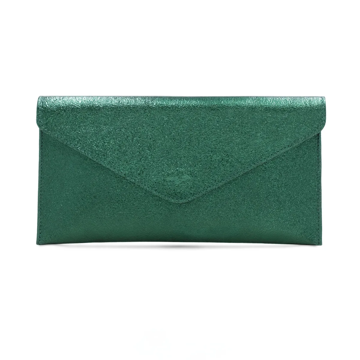 The Italian Leather Metallic Envelope Clutch Bag