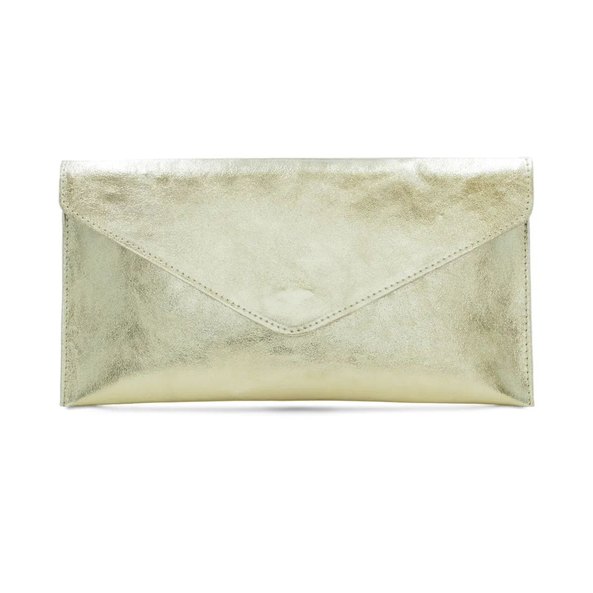 The Italian Leather Metallic Envelope Clutch Bag