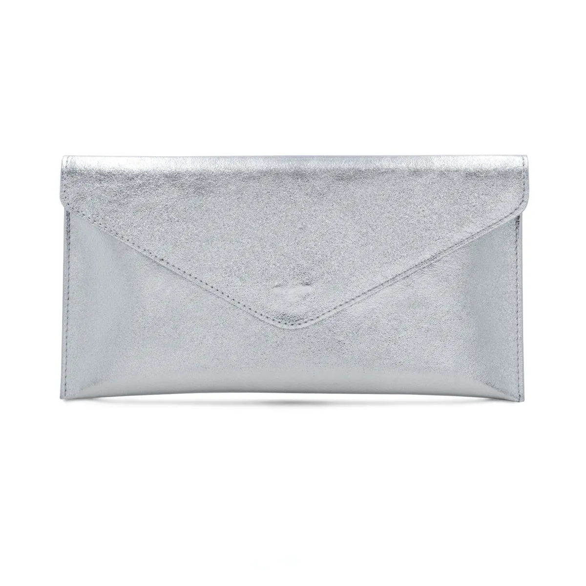 The Italian Leather Metallic Envelope Clutch Bag