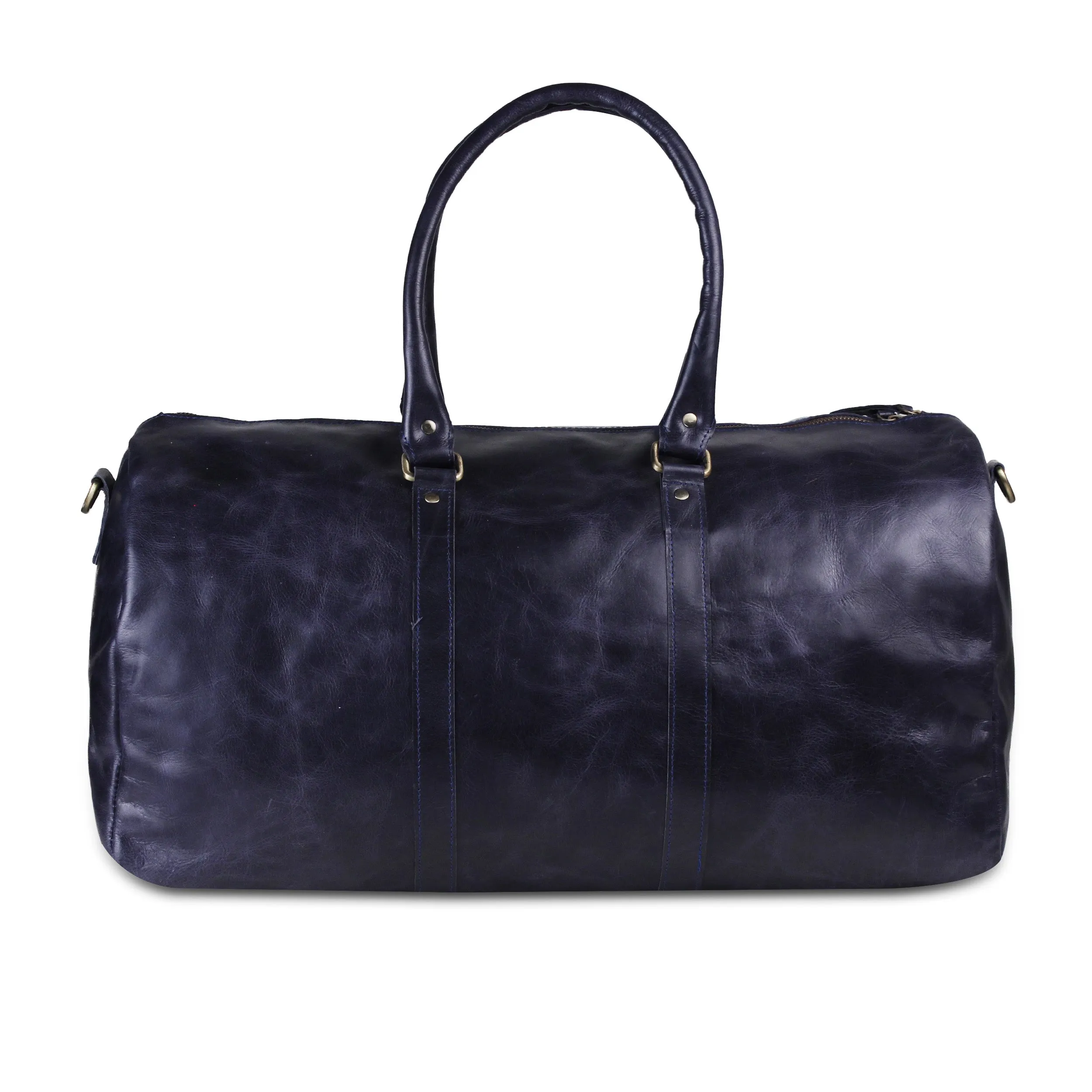 The Midnight Voyager | Leather Travel Duffel | Dark Blue