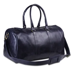 The Midnight Voyager | Leather Travel Duffel | Dark Blue