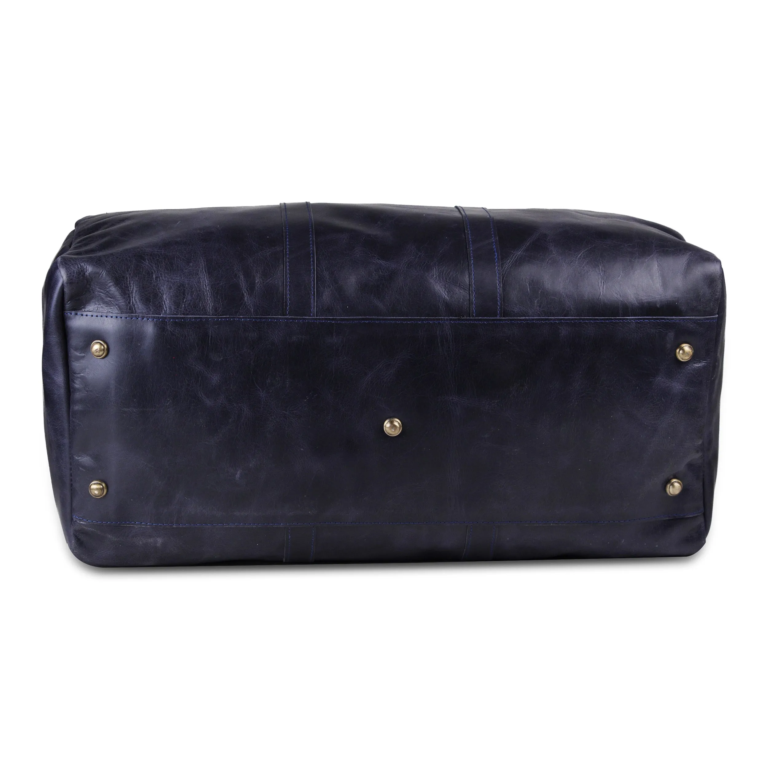 The Midnight Voyager | Leather Travel Duffel | Dark Blue