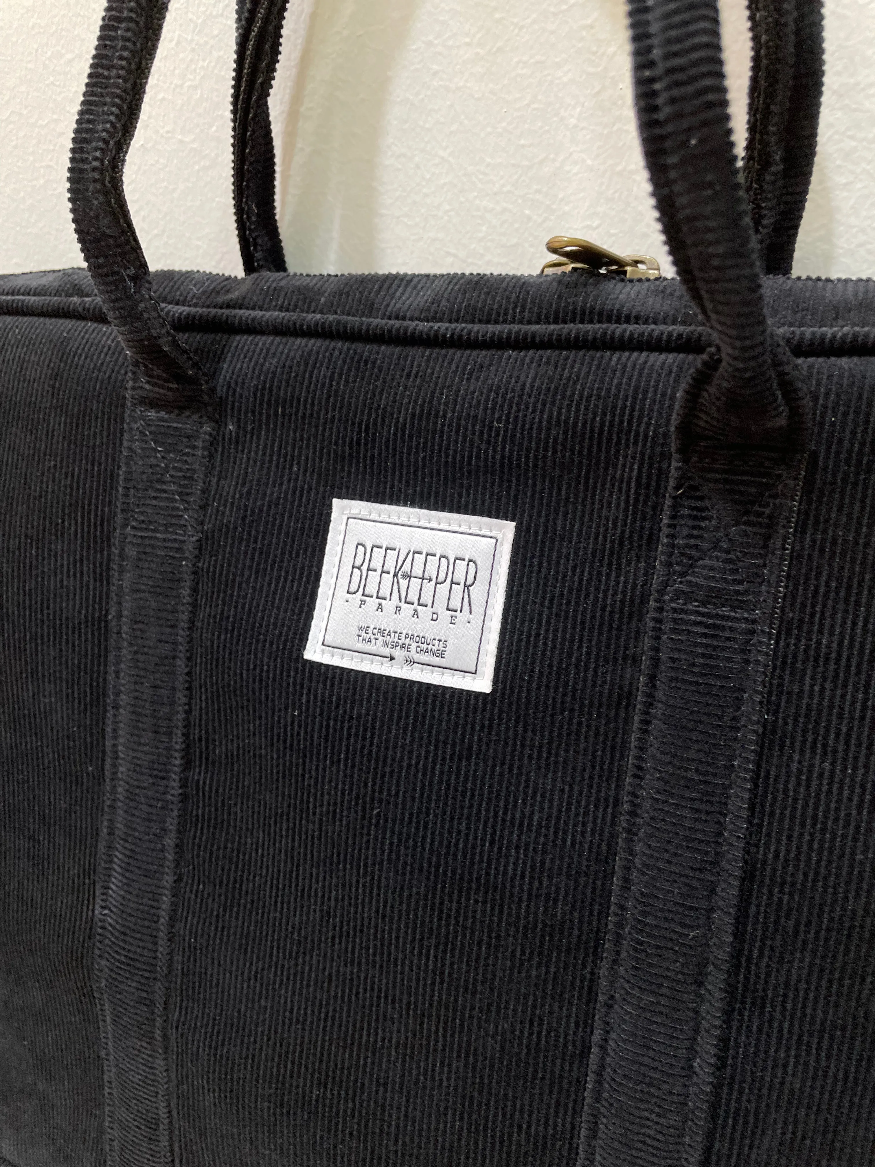 The Panda Black Corduroy 🐼 Laptop Messenger BeeKeeper Bag