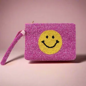 Tiana Designs Hand Beaded Smiley Coin Purse Wristlet