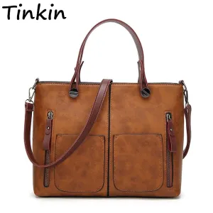 Tinkin Vintage Shoulder Bag Female Causal Totes for Daily Shopping