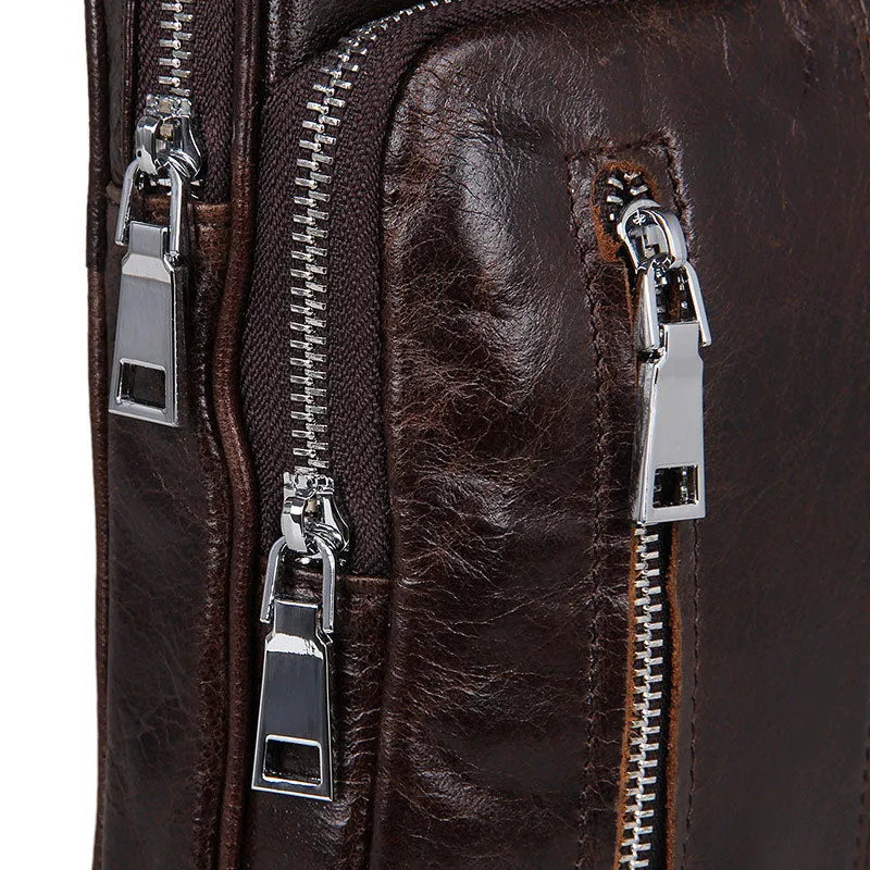 Top Grain Genuine Leather Men Chest Bags Leisure Chest Pack Men Crossbody Messenger Bags 7215