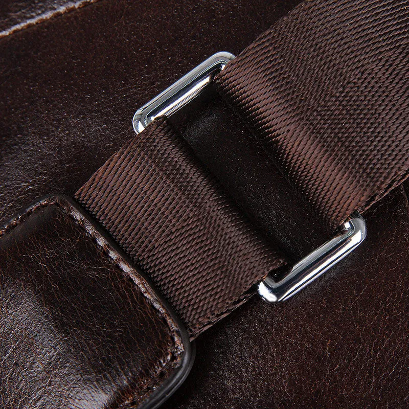 Top Grain Genuine Leather Men Chest Bags Leisure Chest Pack Men Crossbody Messenger Bags 7215