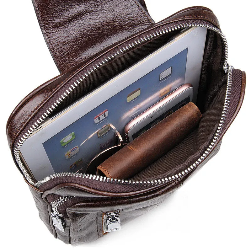 Top Grain Genuine Leather Men Chest Bags Leisure Chest Pack Men Crossbody Messenger Bags 7215