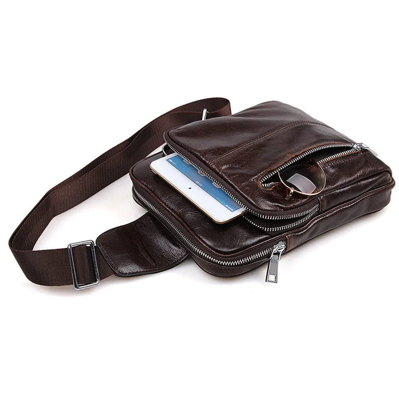 Top Grain Genuine Leather Men Chest Bags Leisure Chest Pack Men Crossbody Messenger Bags 7215