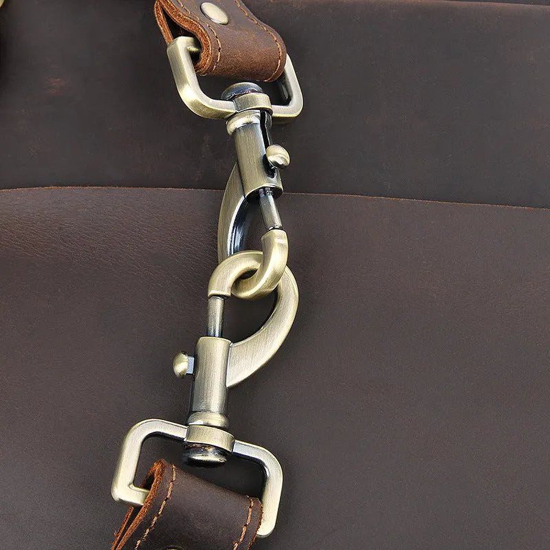 Top Grain Genuine Leather Mens Briefcase Business Messenger Bag Laptop Crossbody Shoulder Bag 7369