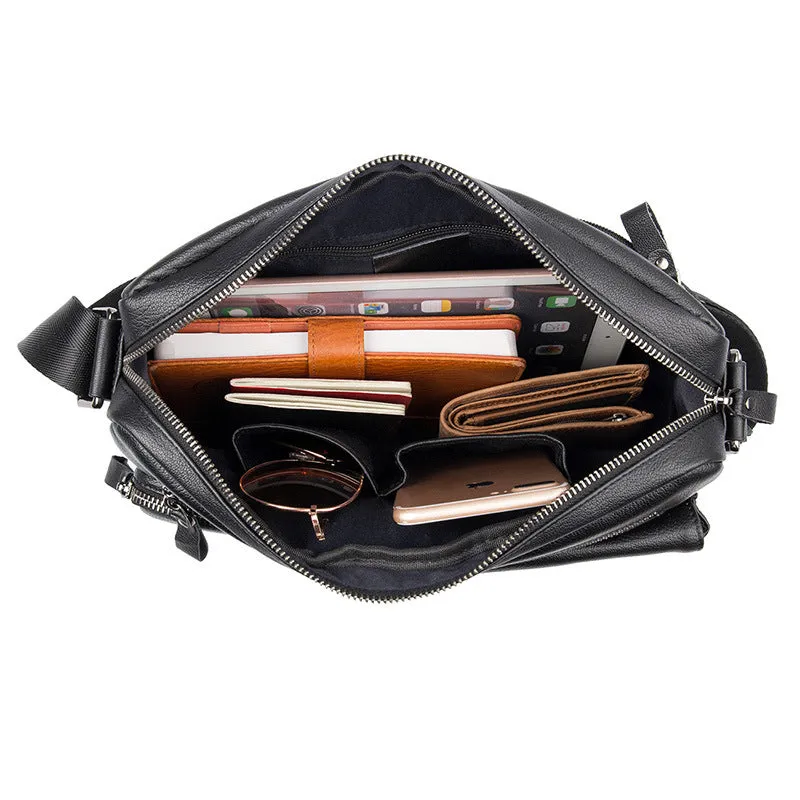Top Grain Genuine Leather Mens Briefcase Business Messenger Bag New Fashion Crossbody Shoulder Bag 1044