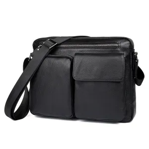 Top Grain Genuine Leather Mens Briefcase Business Messenger Bag New Fashion Crossbody Shoulder Bag 1044