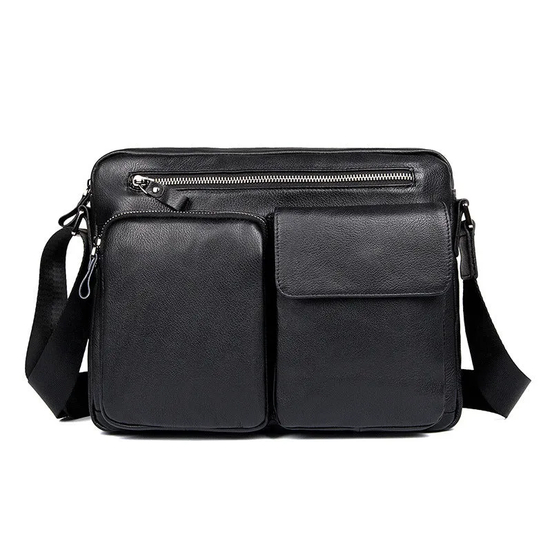 Top Grain Genuine Leather Mens Briefcase Business Messenger Bag New Fashion Crossbody Shoulder Bag 1044