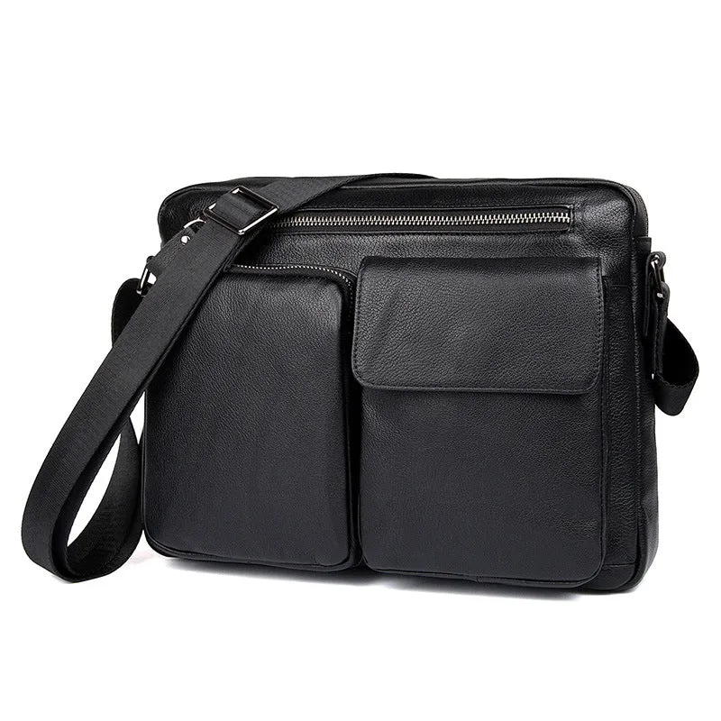 Top Grain Genuine Leather Mens Briefcase Business Messenger Bag New Fashion Crossbody Shoulder Bag 1044