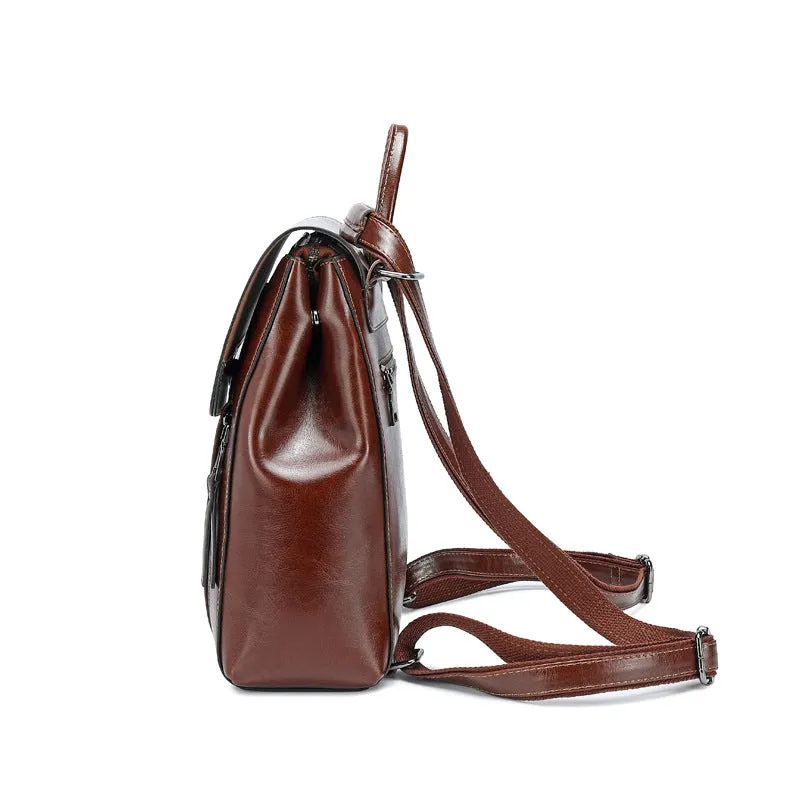 Top Grain Leather Backpack For Women Female Leather Designer Backpack Stylish School Backpack Shoulder Bags