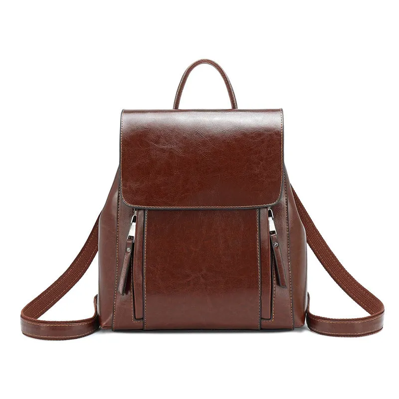 Top Grain Leather Backpack For Women Female Leather Designer Backpack Stylish School Backpack Shoulder Bags