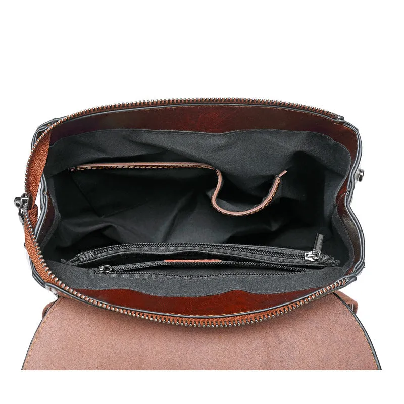Top Grain Leather Backpack For Women Female Leather Designer Backpack Stylish School Backpack Shoulder Bags