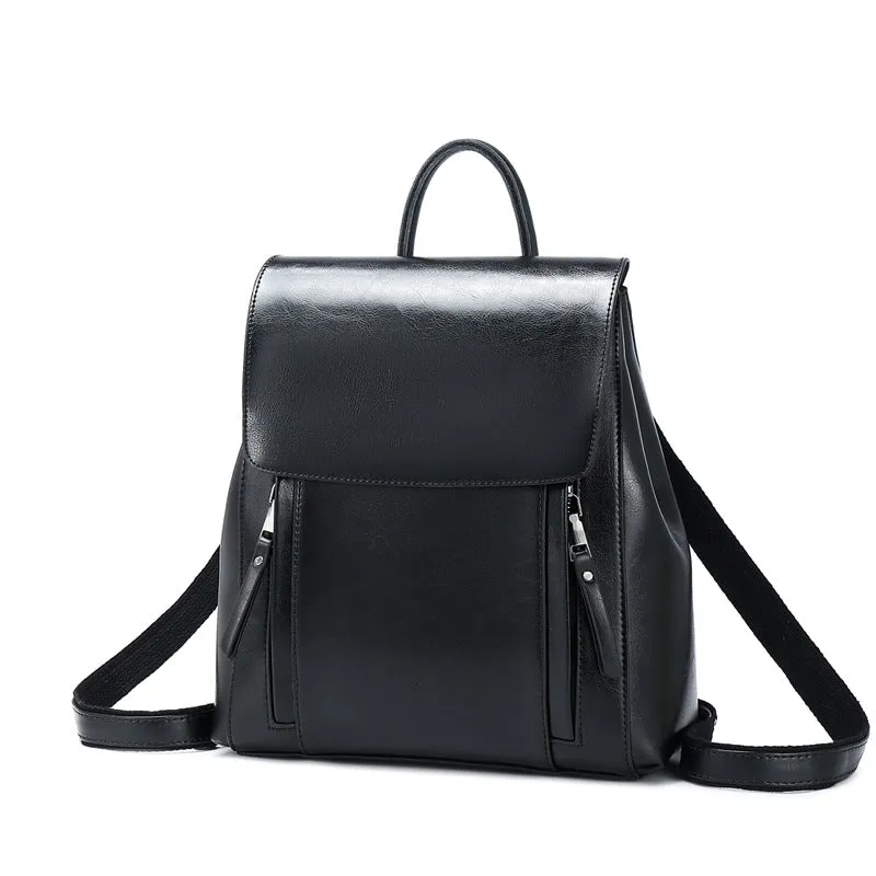 Top Grain Leather Backpack For Women Female Leather Designer Backpack Stylish School Backpack Shoulder Bags