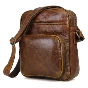 Top Grain Leather Messenger Bags Vintage Leather Bags For Men Corssbody Single Shoulder Bag