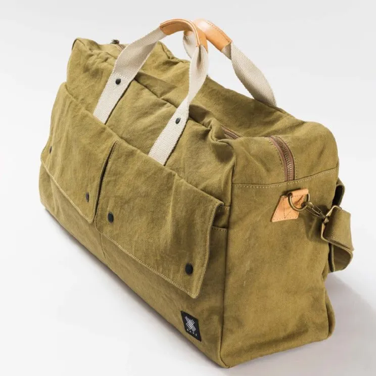 Travel Bag, Italy Canvas, Italy cow leather - Trip Weekender - Yellow