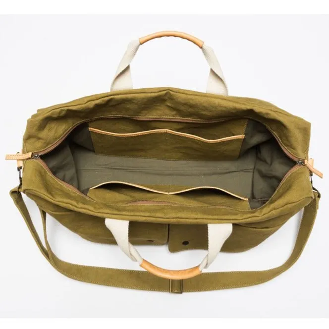 Travel Bag, Italy Canvas, Italy cow leather - Trip Weekender - Yellow