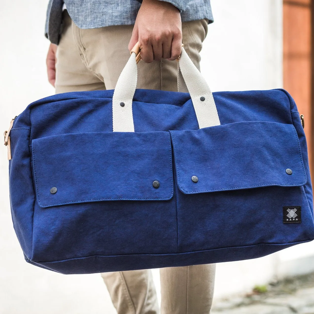 Travel Bag, Italy Canvas, Italy cow leather - Trip Weekender - Yellow