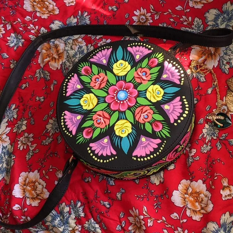 Truck Art Inspired Hand Painted Round Bags